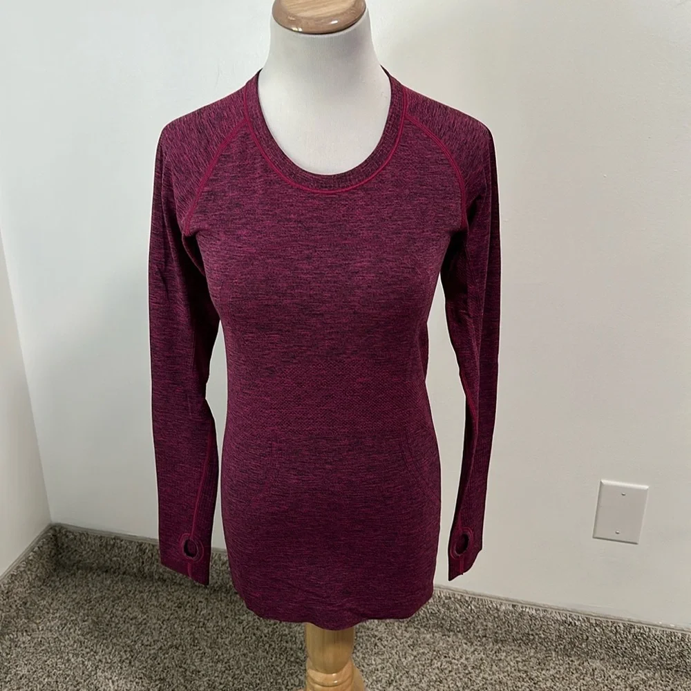 lululemon athletica Long Sleeve Seamless Top - Burgundy/Black Heather